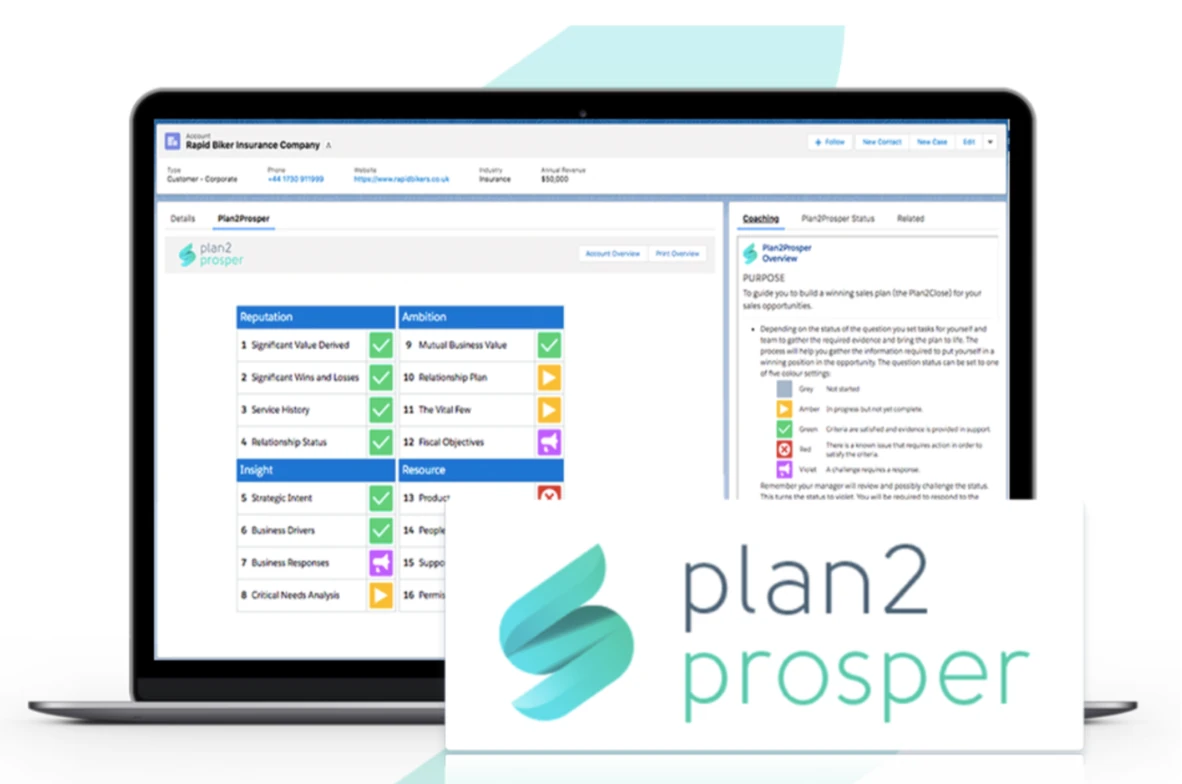 Plan2Prosper account-planning framework and coaching guidance in Salesforce.